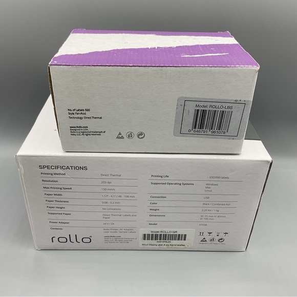 Rollo X1038 USB Thermal Shipping Label Printer Commercial Grade 4x6 Labels - Picture 3 of 4